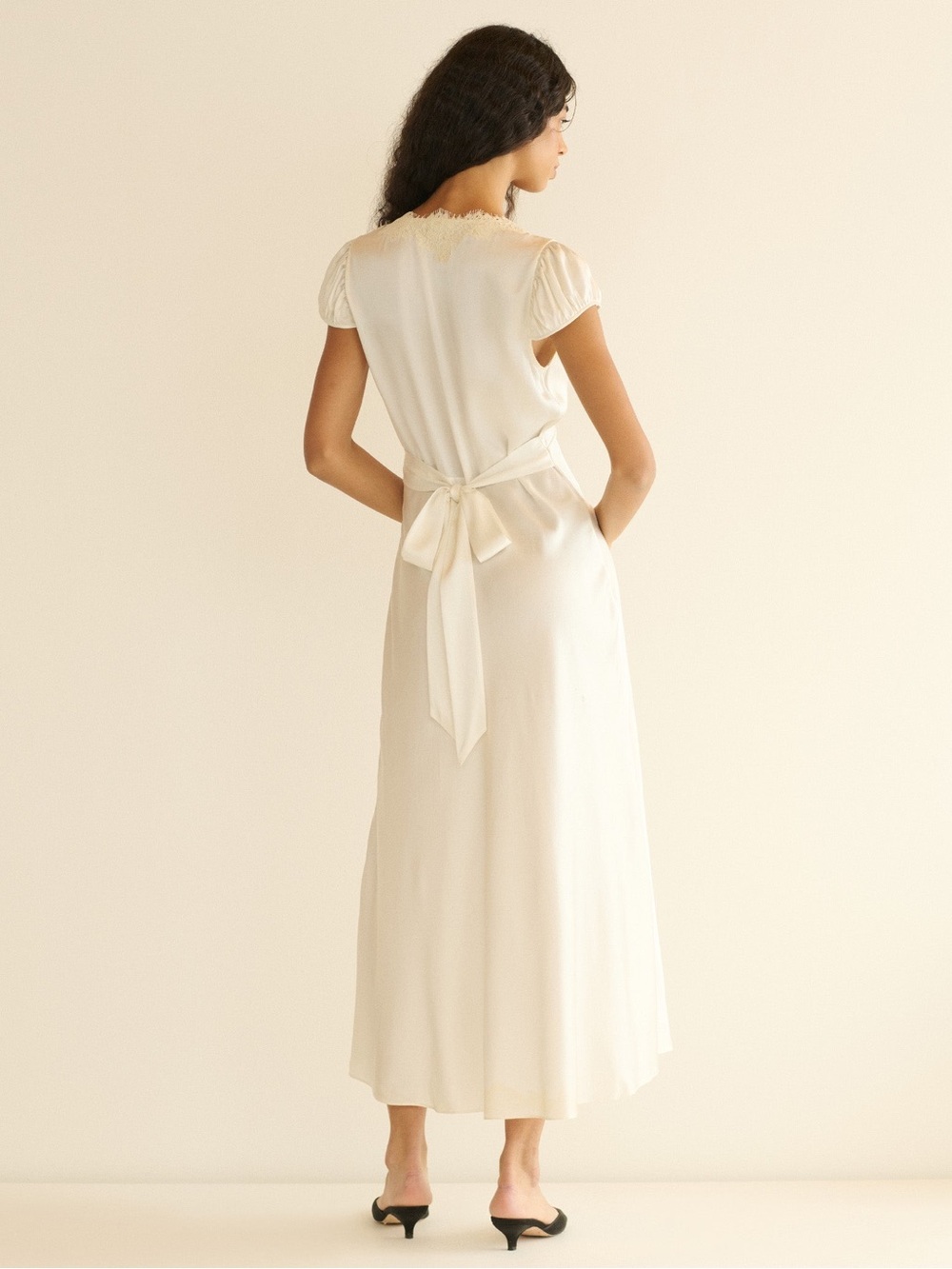 Doen Coraline Silk Midi Dress in Salt - Size Small - Picture 3 of 9